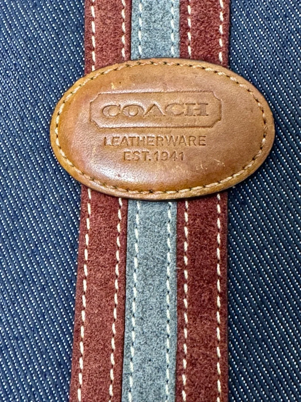 Coach Denim Suede Heritage Stripe bag Vintage 2003 with booklet - Picture 5 of 17